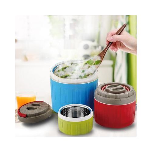 3 Piece Of Stainless Steel Insulated Food Container Set For Rice And Soup Dishes, Vacuum Insulated Lunch Box- Multicolor
