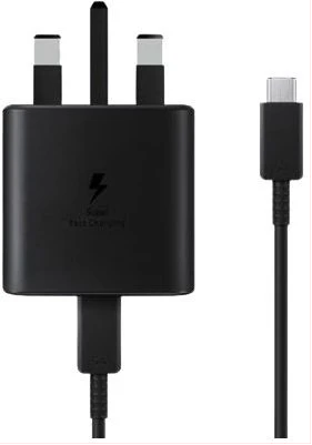 Samsung Official 65W 3 Pin USB Type-C to Type-C Cable Adaptive Fast Charging Travel Charger - Black