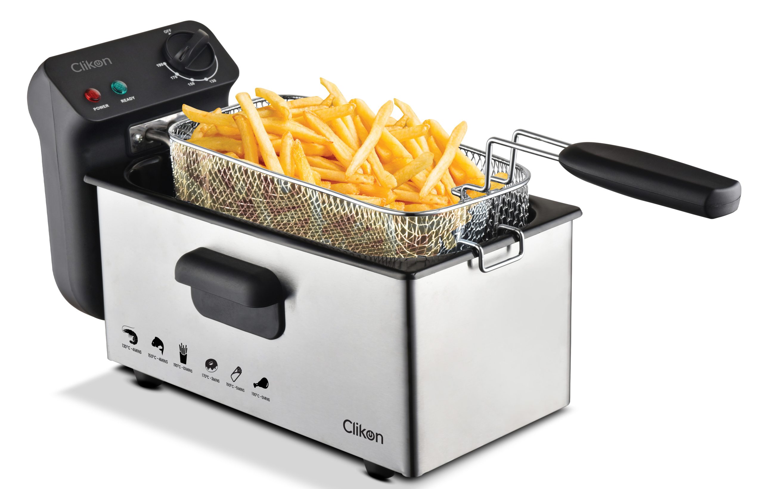 Clikon
Deep Fryer with Adjustable Thermostat/Frying Basket With Handle/Removable Enamel Inner Pot /Brushed Stainless Steel Housing/Ideal For French Fries, Chicken Wings, Onion Rings, Tempura, Donuts, 