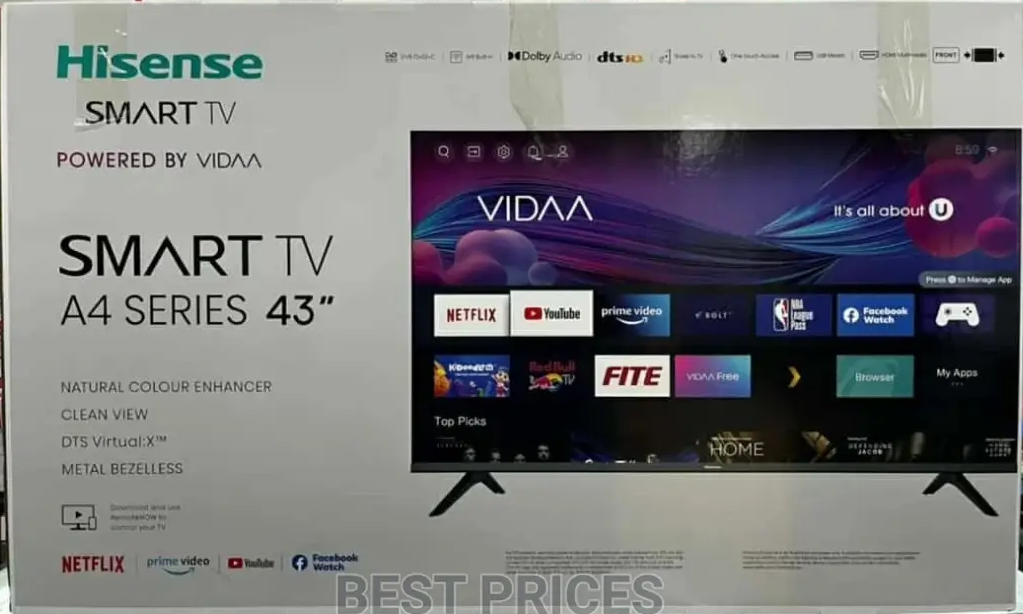 Hisense 43A4 43'' Inch Smart VIDAA Frameless A4 Full HD LED TV (3YRs WRTY)