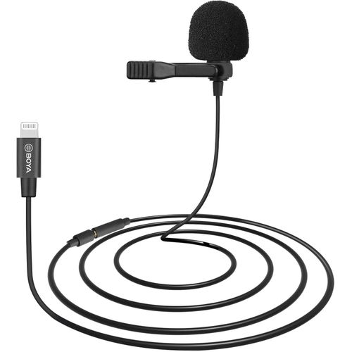 Boya BY-M2 Clip-on Usb Ios Lapel Lavalier Microphone For IPhone(19.6ft),iPhone Microphone For Video Recording MFi-Certified With Clip & Winfoam For Lightning Devices -Black