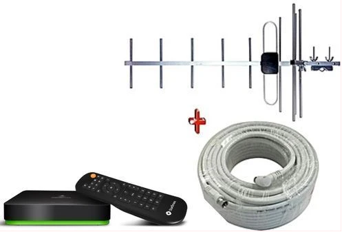 Startimes Decoder, Antenna + 1 Month Subscription Package - Black