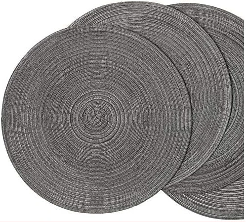 6 Round Decorative Placemats Table Mats- Grey