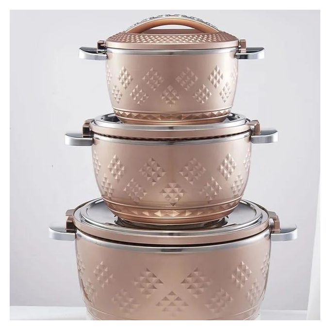3 Pieces Of Event Lasting Insulation Insulated Hot Pot Luxury Serving Casserole Stainless Steel Lunch Box Set