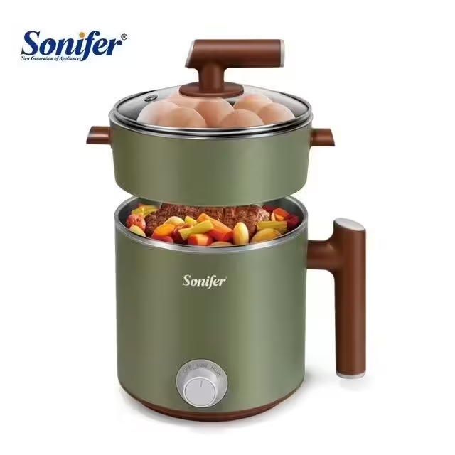 Sonifer SF-1505 1.2L Kitchen Multi-Function Stainless Steel Small Hot Pot Electric Steamer Cooker