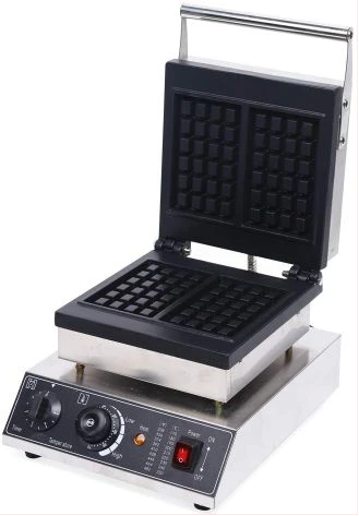Commercial 2Pcs Nonstick Square Shape 110V 1500W Stainless Steel Electric Waffle Maker Machine - Black