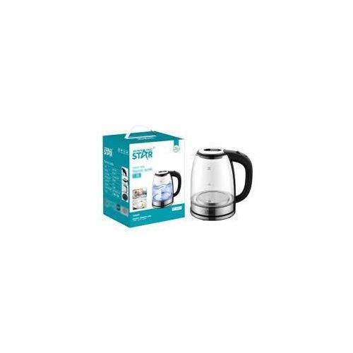 Winningstar 1.8L SS201 High Borosilicate Glass Electric Kettle with 0.4cm Heating Plate Boil/Dry Auto Power Off Protection 75cm Copper Charging Wire VDE Plug- Clear