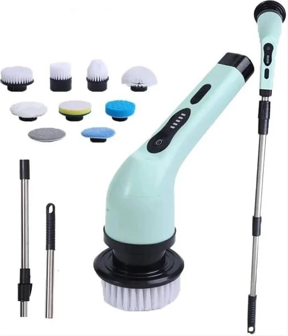 Wireless Rotatable 7-in-1 Electric Cleaning Brush For Windows Toilet Kitchen Wall Cleaner LED Display Handheld Shower Scrubber Bathroom Cleaning Tools- Multicolor