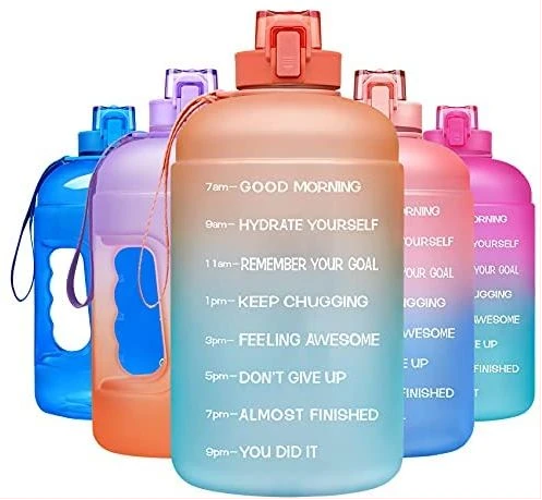 2.5L Time Marked Fitness Jug Outdoor Frosted Water Bottle, Multi-Colour