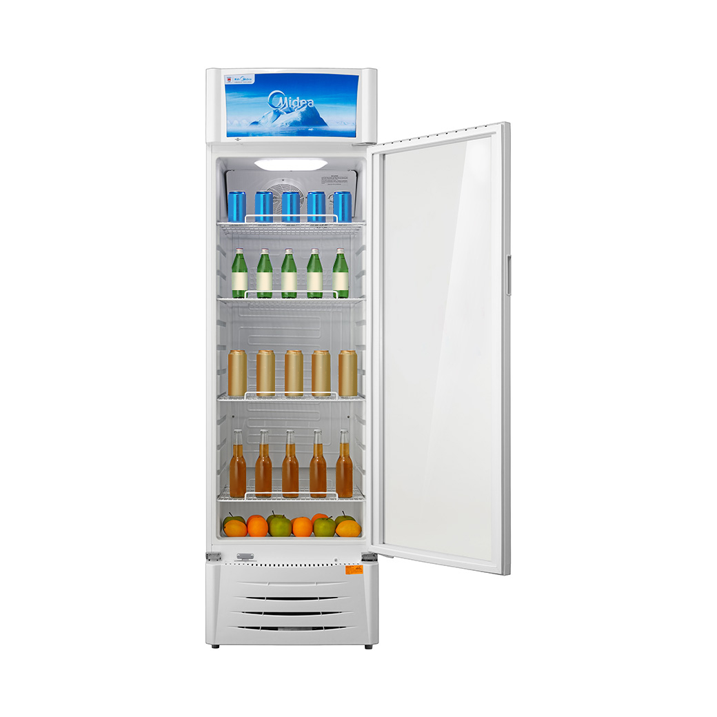 Midea 432L Showcase Chiller, Upright Beverage Showcase Display Refrigerator, Energy-saving, Low-Noise - White
