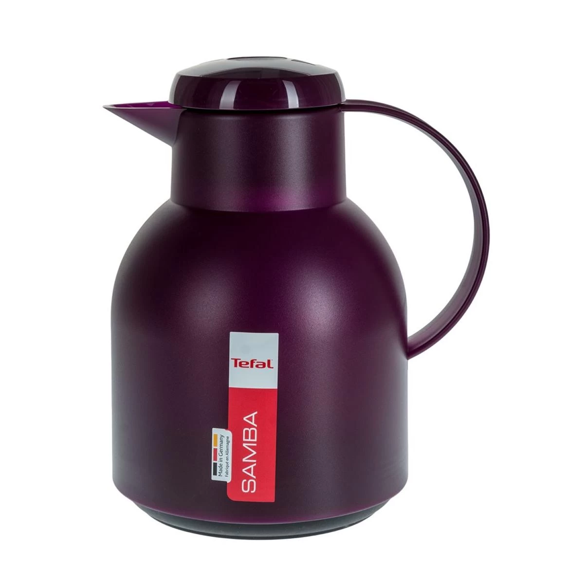 Tefal Samba Jug, Vacuum Flask, 1- Liter, Glass Liner K3035312 – Translucent Aubergine