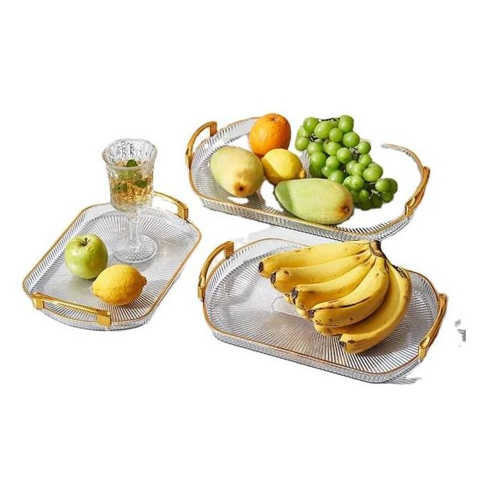 3 Pieces Of Rectangle Food Tray Fruit Tea Table Serving Tray Home Desktop Storage Organizer for Hotel Storage Platters
