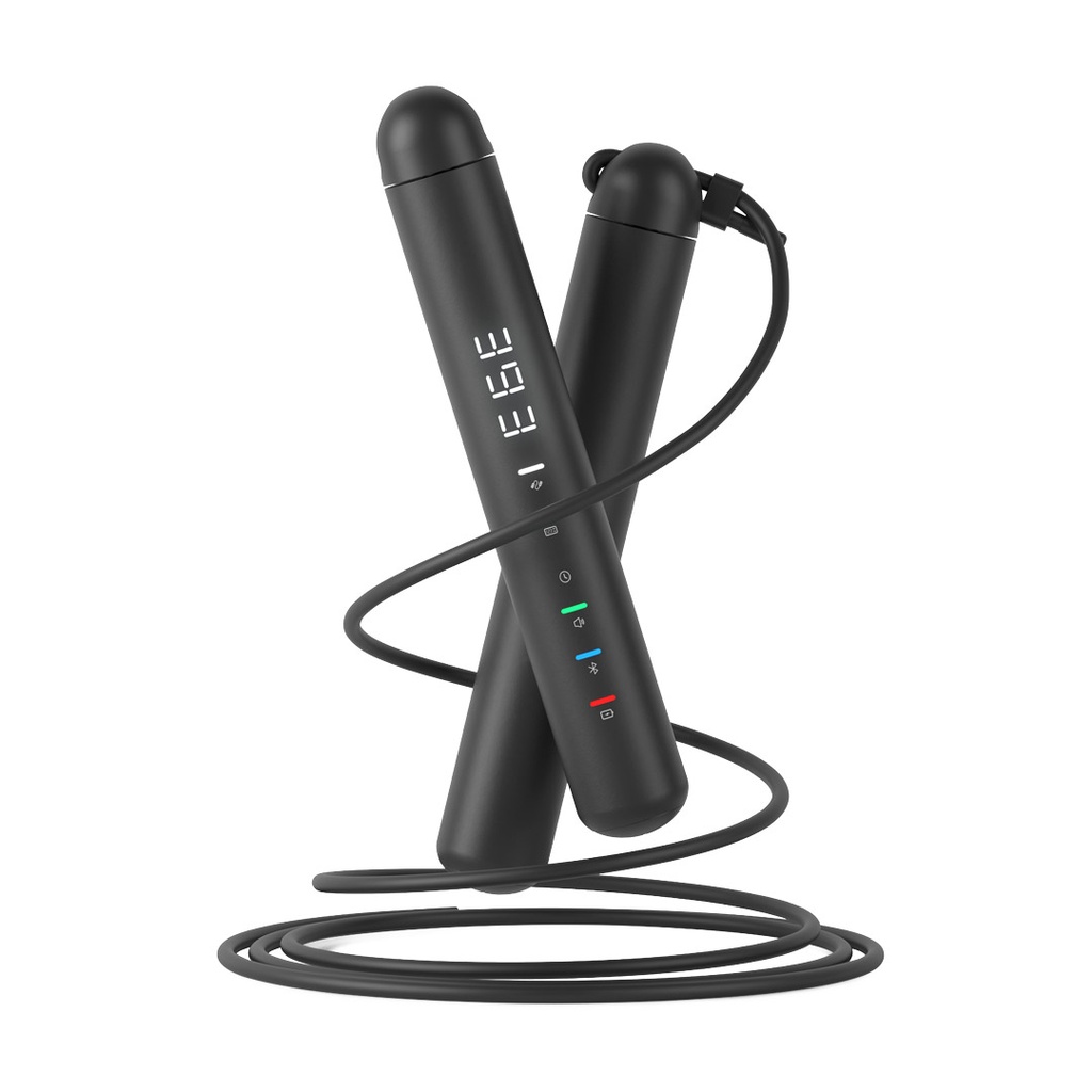 Porodo Lifestyle Smart Skipping Rope with Real-Time Tracking and Feedback / Voice Broadcast / Smart Rope for Exercising / Skipping Rope with Adjustable Length / Sports Fitness Rope - Black