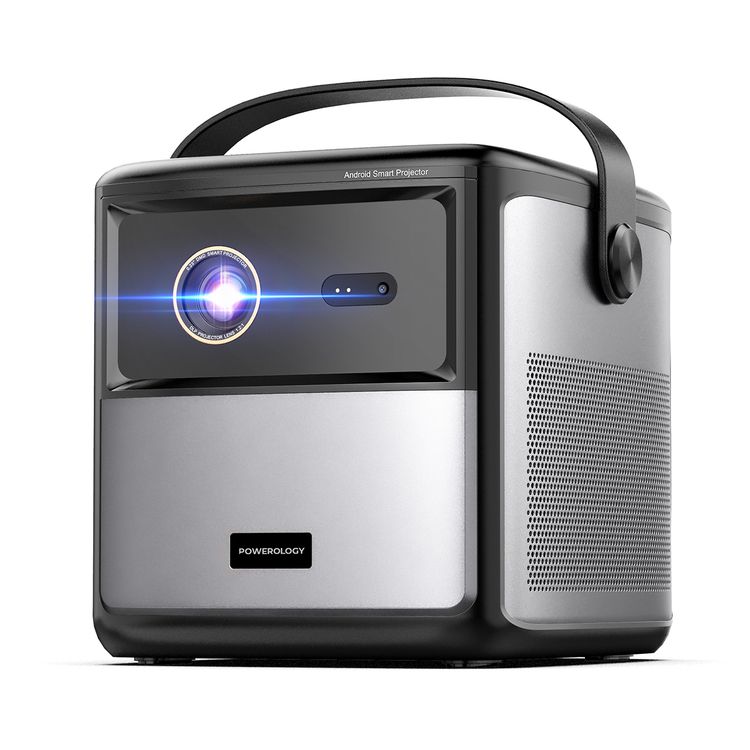 Powerology Starbeam 100" Android DLP 4K Projector, Full HD 1920x1080 Projector with 3H Work Time, Portable Projector with 2x 100w Speakers + Remote Control, Compatible with HDMI/USB/TV