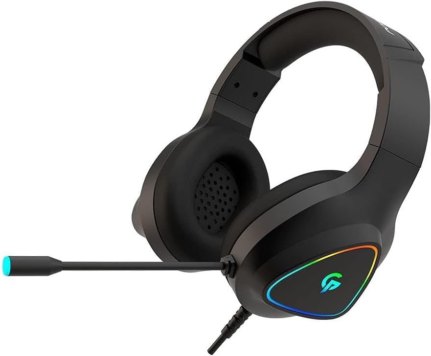 Porodo RGB Wired Gaming Headphone with Noise Cancelling, 3D Dimensional HD Sound, RGB Breathing Light Gaming Headset, 3.5mm Dual Audio Jack, Omni-Directional Microphone, 2.1m Cable - Black