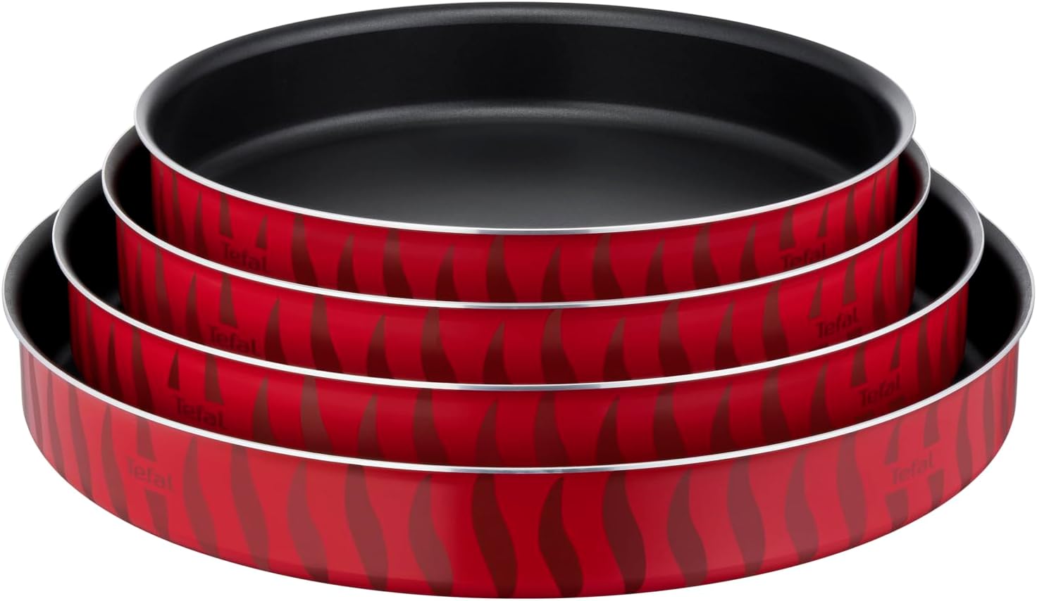 TEFAL Tempo Flame Bakeware, 4 PCS Non-Stick Coating Set-Kebbe Dishes, Aluminum, Heat Diffusion, Red, 2 Years Warranty, J5716983