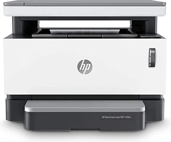HP Neverstop 1200a Laser Printer, Print, Copy, Scan, Mess Free Reloading, Save Upto 80% on Genuine Toner, 5X Print Yield (USB Connectivity) - Black