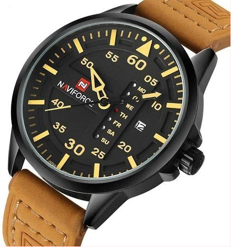Naviforce Men's Leather Strapped Designer Watch - Brown