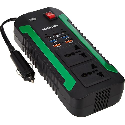Green Lion Spark 300W Power Inverter, Car Charger Type-C, 4 USB-A Ports, 2 AC Outlets, Surge Protection, and High Voltage Protection for Safe, Reliable Charging