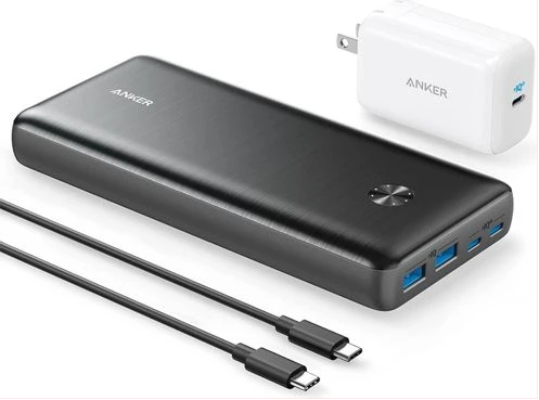 Anker Power Bank, 25,600mAh Portable On the go Laptop Charger 87W Bundle with 65W USB-C Wall Charger, Works for MacBook Pro, Dell XPS, Microsoft, Pixelbook, iPhone 13 series, Samsung, iPad Pro