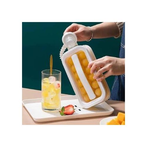 2 in 1 Portable Ice Ball Maker Kettle Portable Ice Maker Bottle Makes 17 Ice Cubes, Ice Cube Molds Bottle Creative Ice Hockey Bubble Ice Maker Kettle for Whiskey Hockey Champagne Juice Coffee Freezer,