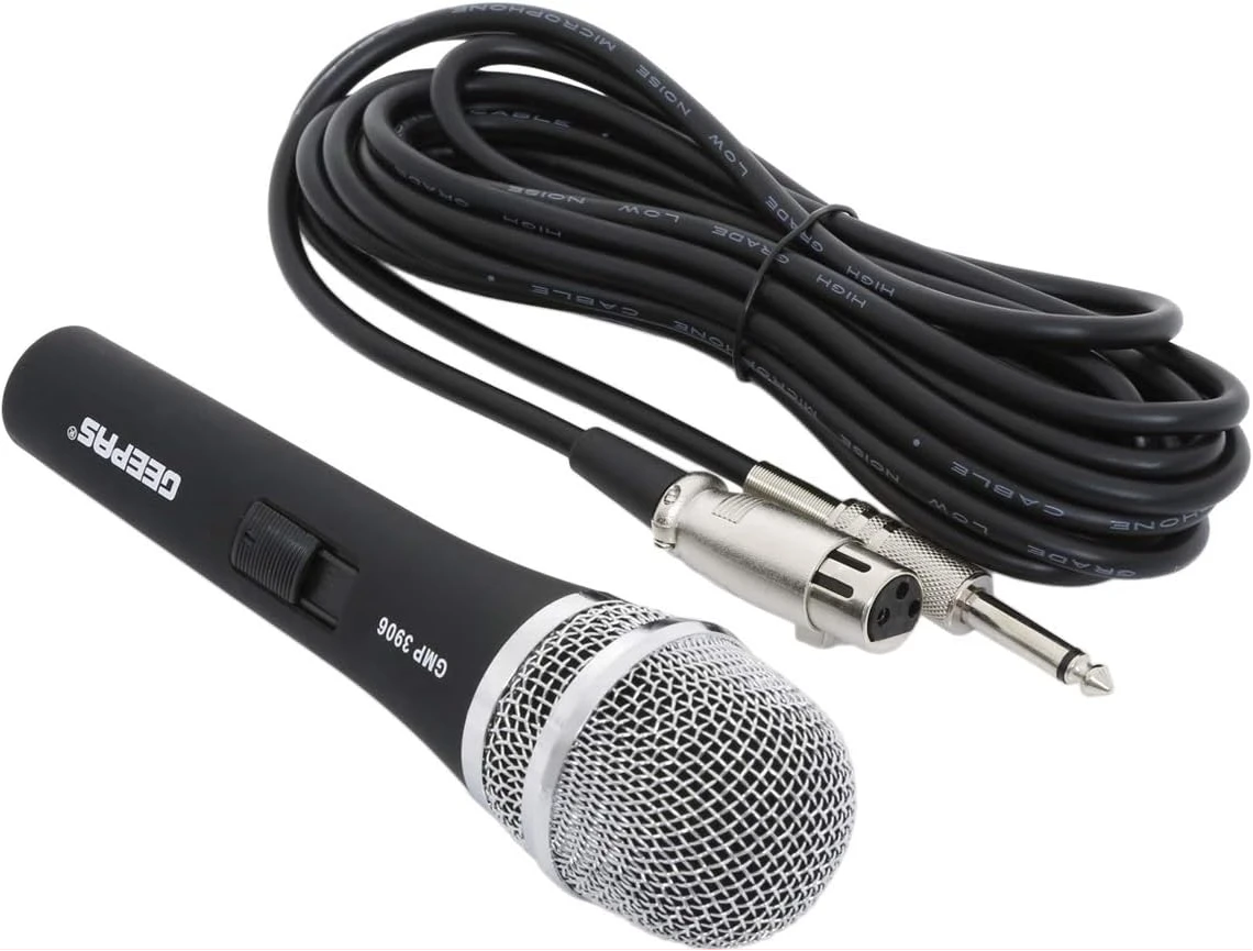 Geepas Dynamic Microphone – 5.6*6m Cable, black