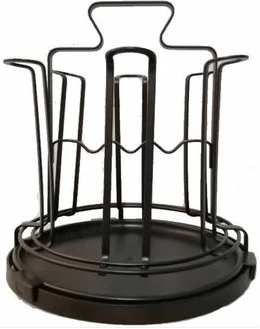 Round 6 Glasses, Cups Holder Stand Storage Organizer Draining Rack-Brown