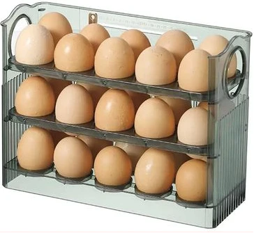3 Layer Egg Holder For Fridge Storage Container Tray Container 30 Eggs, Space Saver- Green