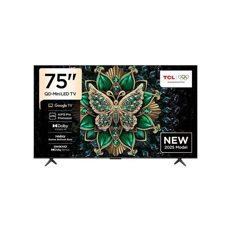 TCL 75 Inch QD-MiniLED QLED UHD 4K Smart Google TV, 75C6K (2025 Model),  Ultra Slim Design, High HDR, ONKYO 2.1 Hi-Fi System, AiPQ Processor, HDMI, USB, LAN, Optical, Satellite, CI Slot, Youtube, Netf