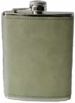 Jack Daniels 9 Oz Stainless Steel Leather Whisky Hip Flask, Pocket Bottle Storage Grey