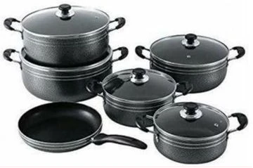 Tornado Set Of 6 Aluminum Non-Stick cooking pots - Black
