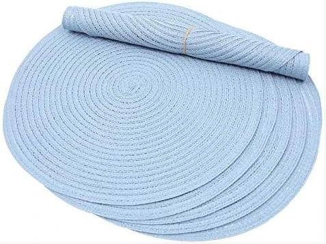 6 Round Decorative Placemats Table Mats- Light Blue