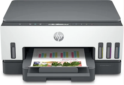 HP 720 WiFi Duplex Printer with Smart-Guided Button, Print, Scan, Copy and Wireless, Hi-Capacity Smart Tank with auto Ink and Paper Sensor