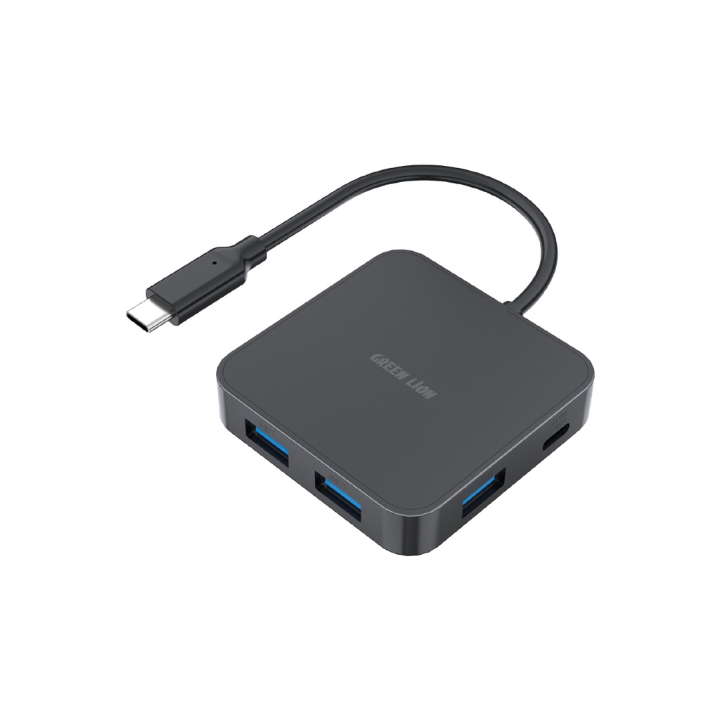 GREEN LION GHB-7 7 in 1 USB-C HUB / Type-C Upstream Port / USB-A Ports / 5 Gbps Data Transfer / Type-C Input Port: PD 100W Max - Black