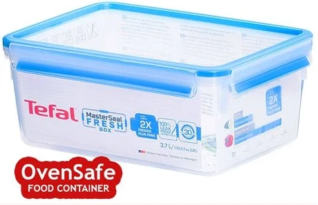 Tefal 3.7 L Square Master Seal Plastic Food Container K3022012 - White, Blue