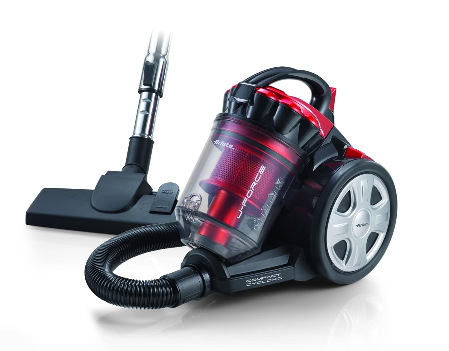 Ariete 2753 J-Force - Bagless Vacuum Cleaner, Multi-Cyclone Technology, HEPA Filter, Triple Class A, Red/Black