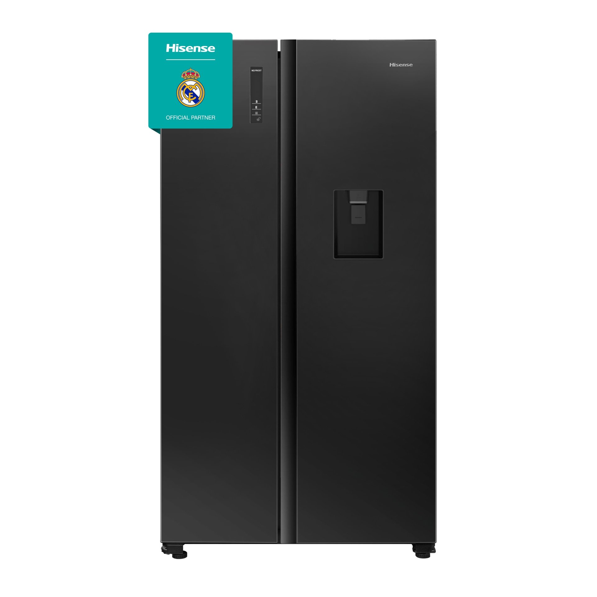 Hisense 750 - Litres Side-by-side Refrigerator with Dispenser, Auto Defrost, Total No Frost, Inverter Compressor - Glass Black (3YRs WRTY)