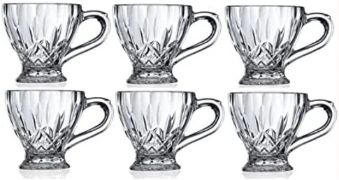 6 Pieces Of Coffee Tea Glasses Cups Mugs -Colorless