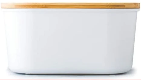 Bamboo Storage Bread Bin And Cutting Board Lid - White