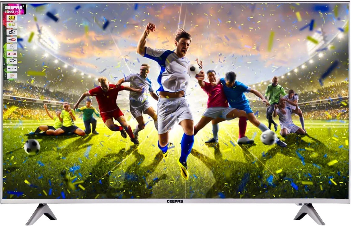 Geepas 55" 4K UHD Android Smart LED TV – Slim LED, 3.5mm, 2 HDMI & 2 Hi-High USB Ports