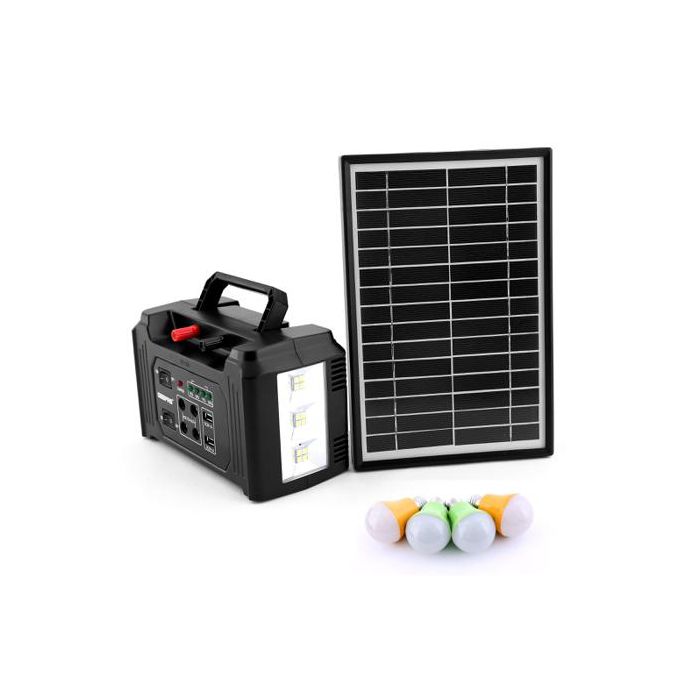 Geepas GPS5593 Power Caster - 7000mAh Rechargeable Battery 4 Pcs Led Bulbs with Solar Panel