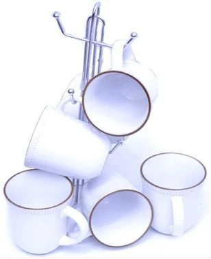 6 Pieces Of Cream Tea Cups Mugs- Cream