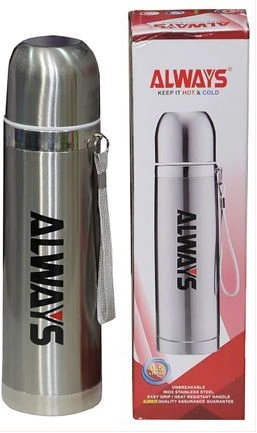 Always Hot & Cold Unbreakable Stainless Steel Flask, 0.5L - Silver