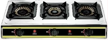 IQRA Gas Stove IQ-GS3BSS; Three Burner, Auto Ignition, Gas Cooker - Stainless Steel