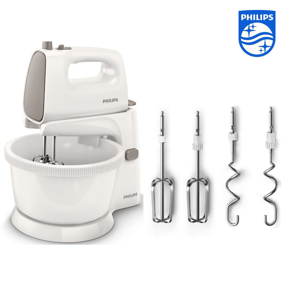 Philips Stand Mixer HR1559, Turbo Function, 5 Speed Settings, Conic Shaped Beater, Automatic Driven Bowl, Suction Feet, Strong Motor, Seemless Mixing For Airy Butter