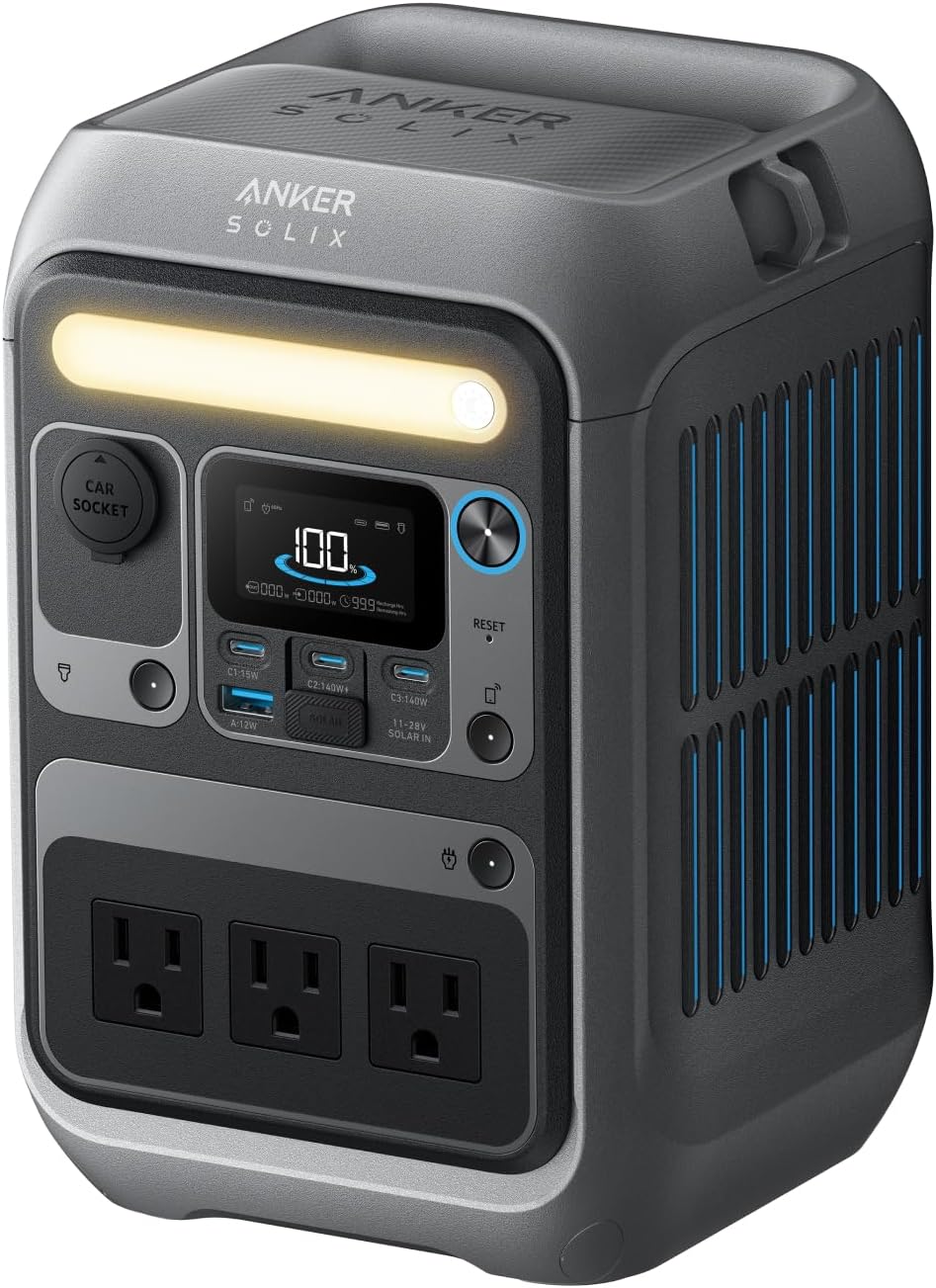 Anker Portable Power Station SOLIX C300, 288Wh LiFePO4 Battery, 300W (600W Surge) Solar Generator, 140W Two-Way Fast Charging, for Outdoor Camping, Traveling, and Emergencies