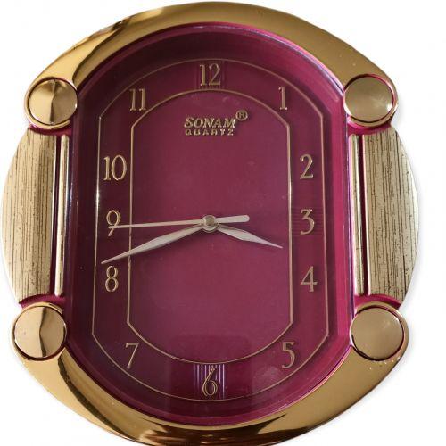 SONAM Quartz Wall Clock Oval Shape - Purple/ Gold