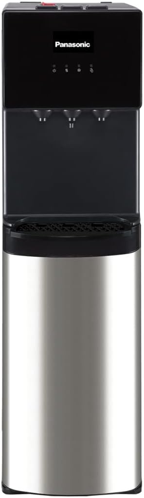 Panasonic Bottom Loading Water Dispenser, Hot, Cold & Normal Water, panasoSDM-WD3438BG Black/ Stainless Steel Finish, Best for Home Kitchen & Office, Hot, Cold & Normal
