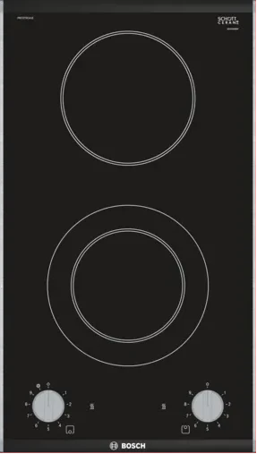 Bosch Series 2 Domino Electric Hob 30 cm Surface Mount With Frame PKF375CA1E - Black