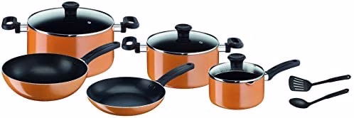 Tefal Prima 10 Piece Cookware Set B168A474 - Orange, Black